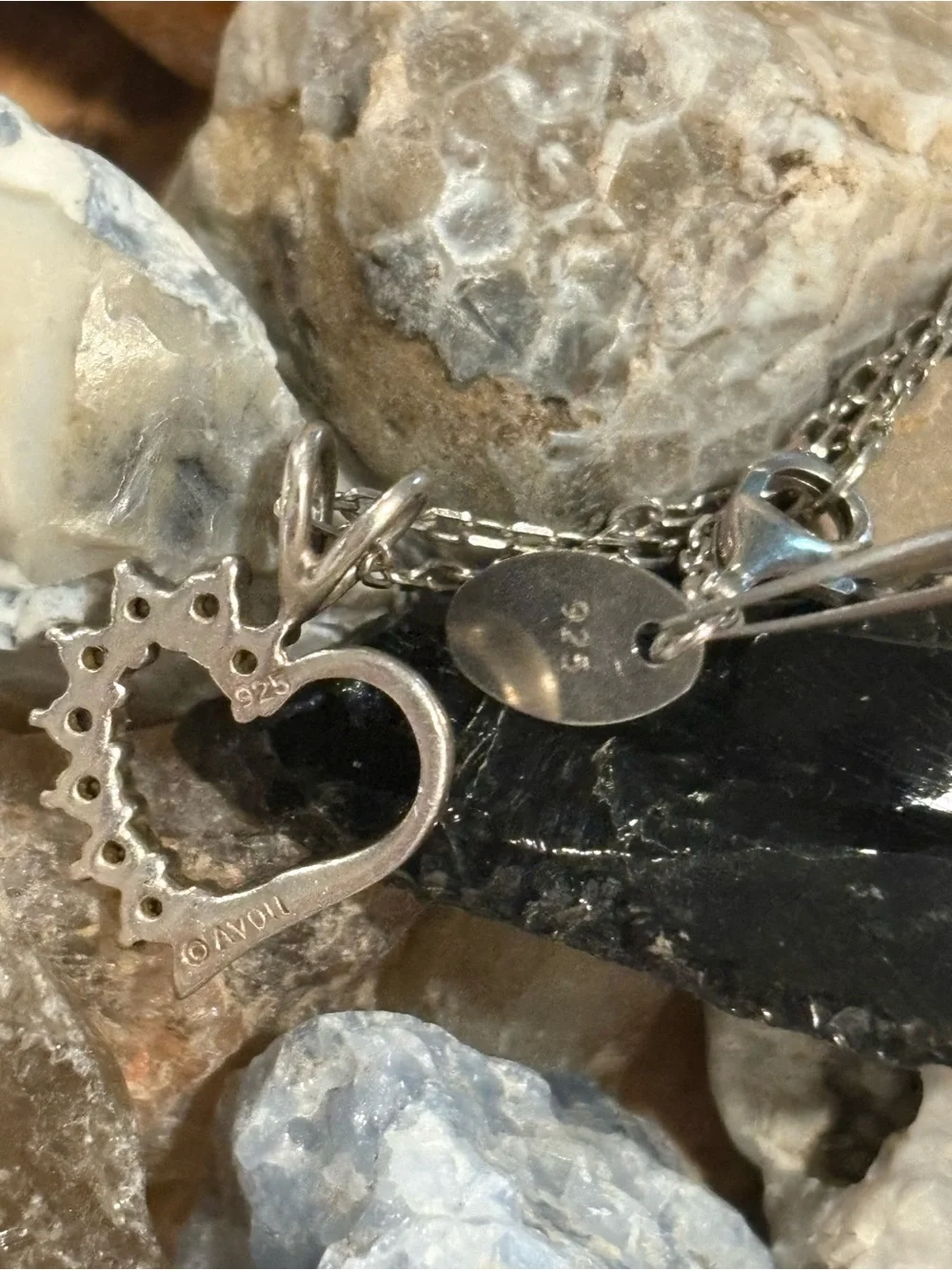 Sterling Silver Heart Pendant Necklace with Cubic Zirconia - Love Tag